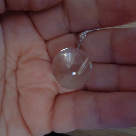 Transparent Glass Globe Real Dandelion Necklace - Picture 4 of 7